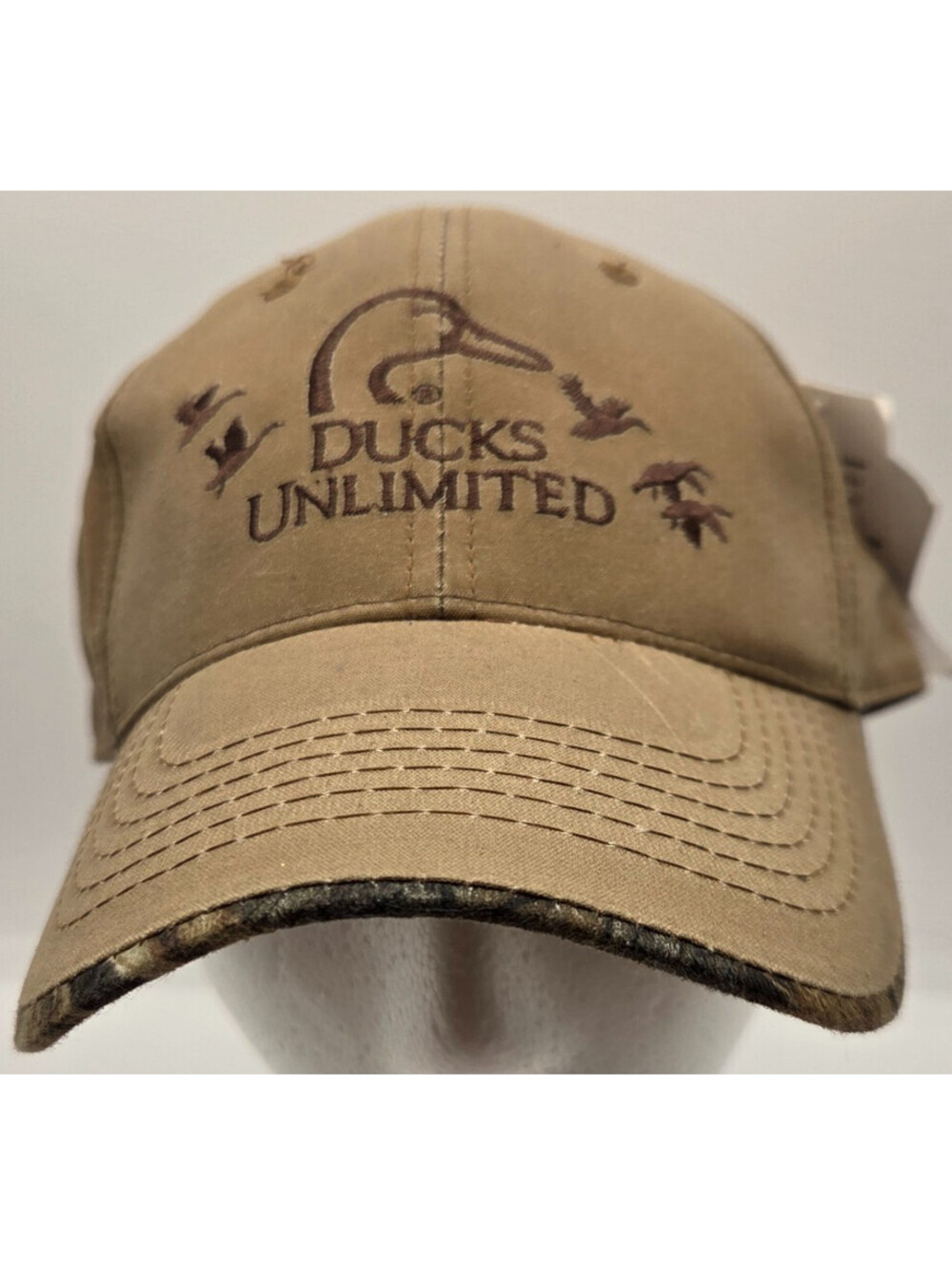 Ducks Unlimited Mossy Oak Tan Adjustable Hat Camo Bill Hunting Cap NWT Outdoor
